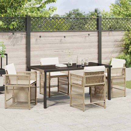 Trädgårdsmöbelset 5 pcs Beige konstrotting