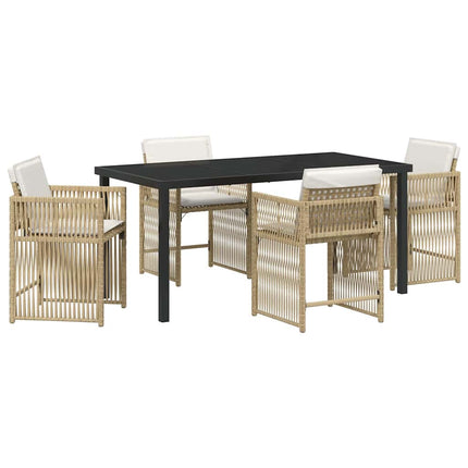 Trädgårdsmöbelset 5 pcs Beige konstrotting