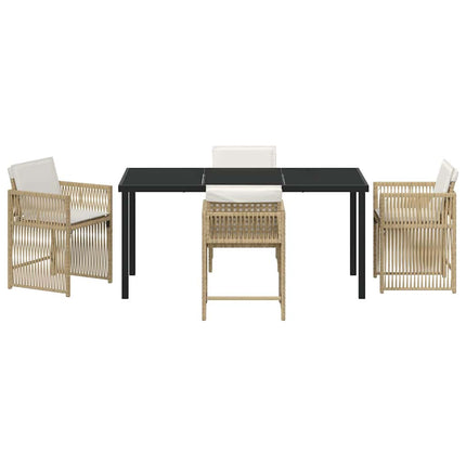 Trädgårdsmöbelset 5 pcs Beige konstrotting