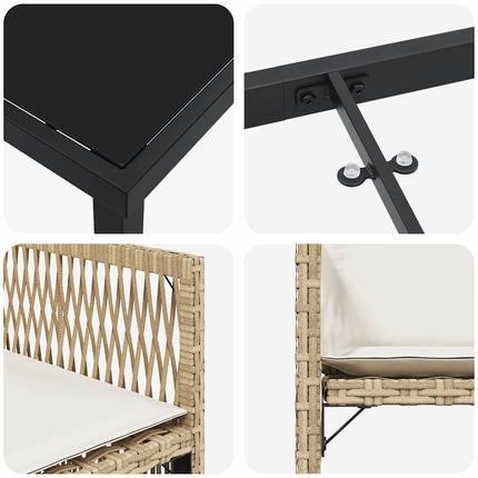 Trädgårdsmöbelset 9 pcs Beige konstrotting