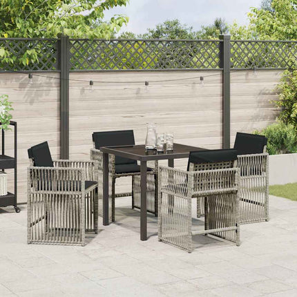 Trädgårdsmöbelset 5 pcs Ljusgrå konstrotting
