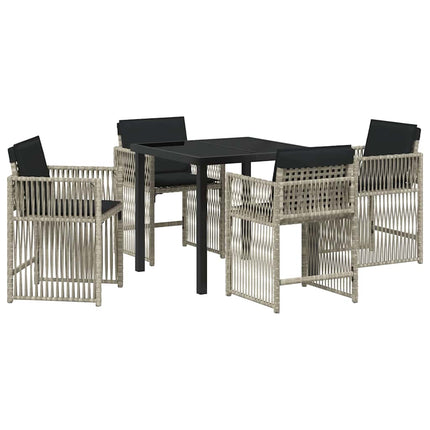 Trädgårdsmöbelset 5 pcs Ljusgrå konstrotting