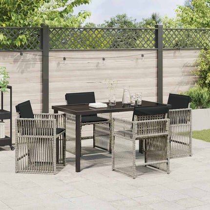 Trädgårdsmöbelset 5 pcs Ljusgrå konstrotting
