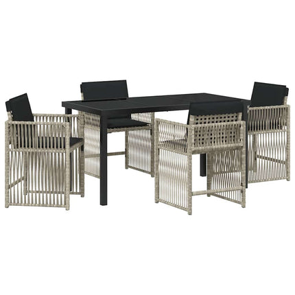 Trädgårdsmöbelset 5 pcs Ljusgrå konstrotting