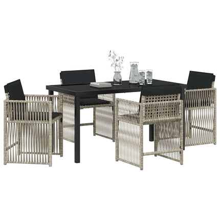 Trädgårdsmöbelset 5 pcs Ljusgrå konstrotting