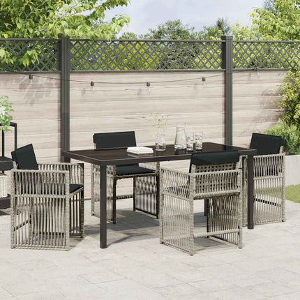Trädgårdsmöbelset 5 pcs Ljusgrå konstrotting