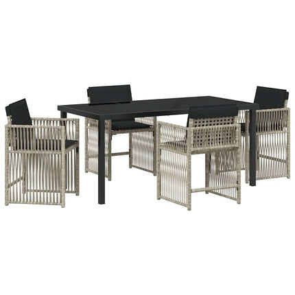 Trädgårdsmöbelset 5 pcs Ljusgrå konstrotting