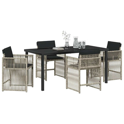 Trädgårdsmöbelset 5 pcs Ljusgrå konstrotting