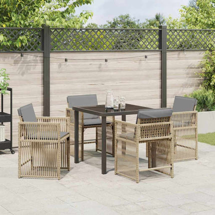 Trädgårdsmöbelset 5 pcs Beige konstrotting