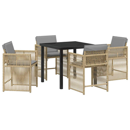 Trädgårdsmöbelset 5 pcs Beige konstrotting