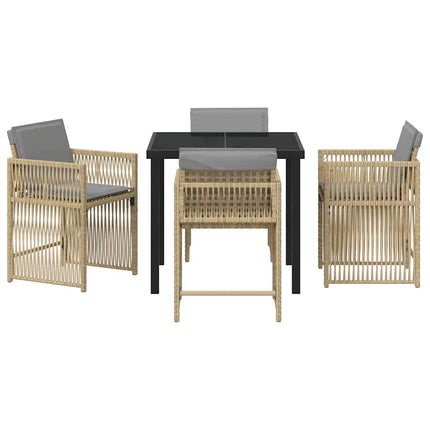 Trädgårdsmöbelset 5 pcs Beige konstrotting