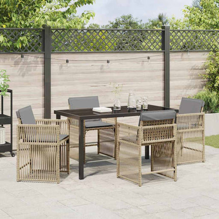 Trädgårdsmöbelset 5 pcs Beige konstrotting