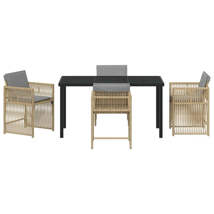Trädgårdsmöbelset 5 pcs Beige konstrotting