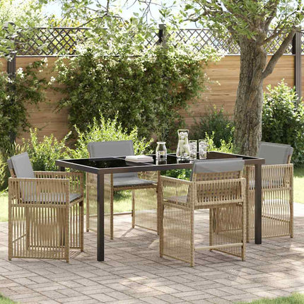 Trädgårdsmöbelset 5 pcs Beige konstrotting
