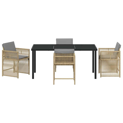 Trädgårdsmöbelset 5 pcs Beige konstrotting