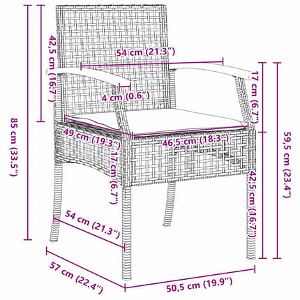 Trädgårdsmöbelset med kudde 5 pcs Beige och svart Rotting