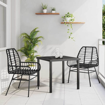 Trädgårdsmöbelset 3 pcs Svart konstrotting