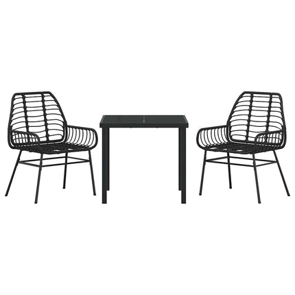 Trädgårdsmöbelset 3 pcs Svart konstrotting