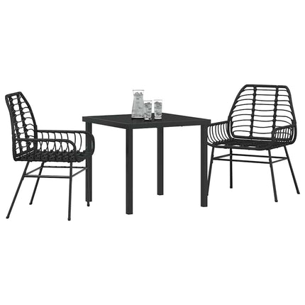 Trädgårdsmöbelset 3 pcs Svart konstrotting