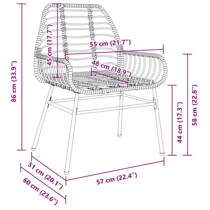 Trädgårdsmöbelset 3 pcs Svart konstrotting