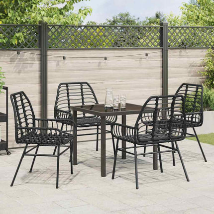 Trädgårdsmöbelset 5 pcs Svart konstrotting