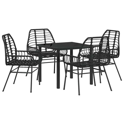 Trädgårdsmöbelset 5 pcs Svart konstrotting