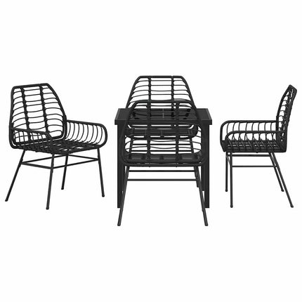 Trädgårdsmöbelset 5 pcs Svart konstrotting