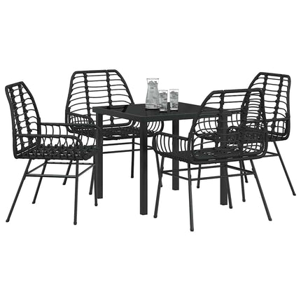 Trädgårdsmöbelset 5 pcs Svart konstrotting