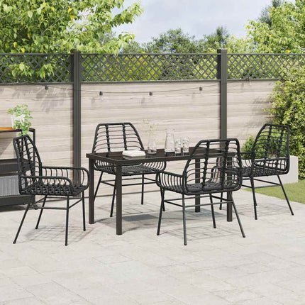 Trädgårdsmöbelset 5 pcs Svart konstrotting