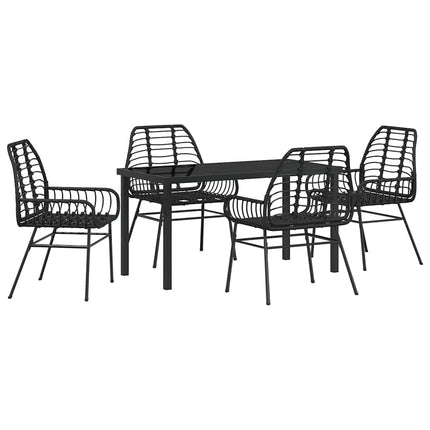 Trädgårdsmöbelset 5 pcs Svart konstrotting