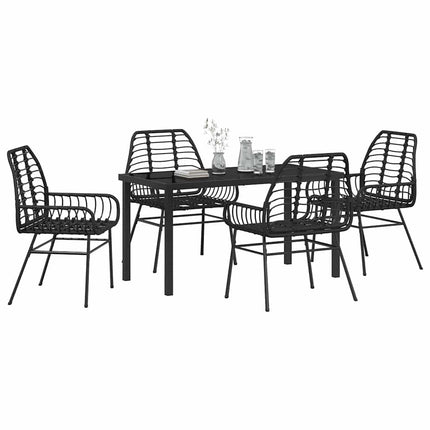 Trädgårdsmöbelset 5 pcs Svart konstrotting