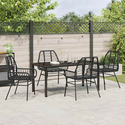 Trädgårdsmöbelset 5 pcs Svart konstrotting