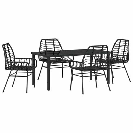 Trädgårdsmöbelset 5 pcs Svart konstrotting