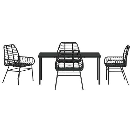 Trädgårdsmöbelset 5 pcs Svart konstrotting