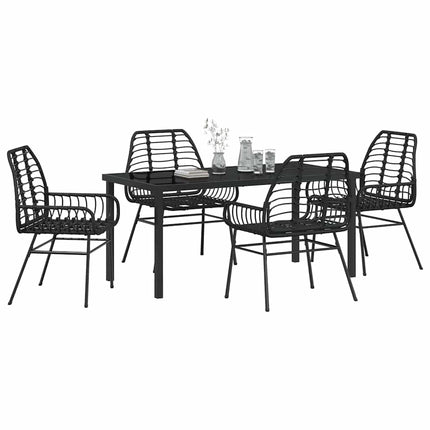 Trädgårdsmöbelset 5 pcs Svart konstrotting