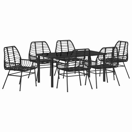 Trädgårdsmöbelset 7 pcs Svart konstrotting