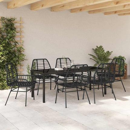 Trädgårdsmöbelset 7 pcs Svart konstrotting
