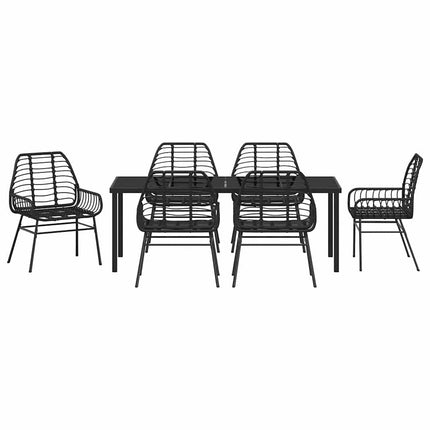 Trädgårdsmöbelset 7 pcs Svart konstrotting