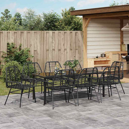 Trädgårdsmöbelset 9 pcs Svart konstrotting