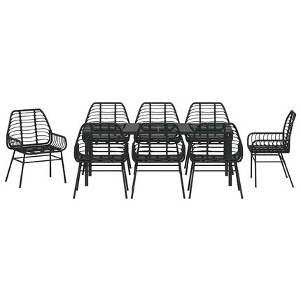 Trädgårdsmöbelset 9 pcs Svart konstrotting