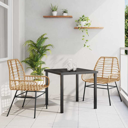 Trädgårdsmöbelset 3 pcs Brun konstrotting
