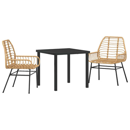 Trädgårdsmöbelset 3 pcs Brun konstrotting