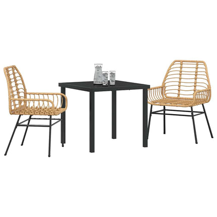 Trädgårdsmöbelset 3 pcs Brun konstrotting