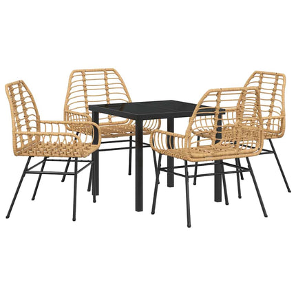 Trädgårdsmöbelset 5 pcs Brun konstrotting