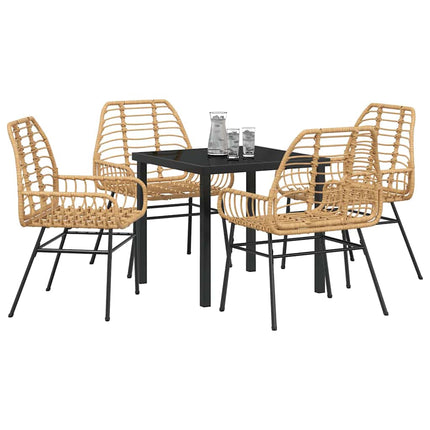 Trädgårdsmöbelset 5 pcs Brun konstrotting