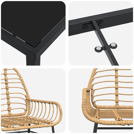 Trädgårdsmöbelset 5 pcs Brun konstrotting