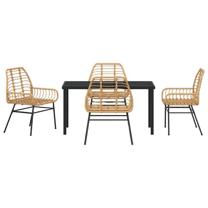 Trädgårdsmöbelset 5 pcs Brun konstrotting