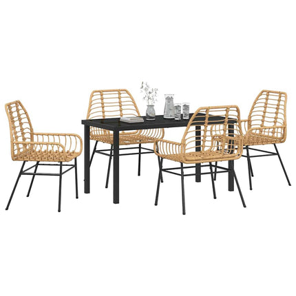 Trädgårdsmöbelset 5 pcs Brun konstrotting