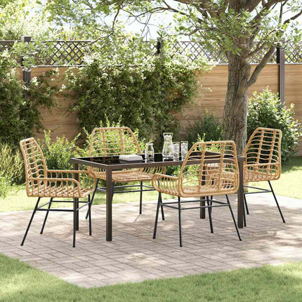 Trädgårdsmöbelset 5 pcs Brun konstrotting