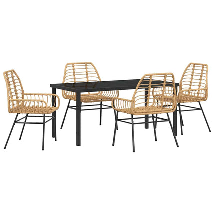 Trädgårdsmöbelset 5 pcs Brun konstrotting